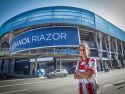 Joana Montouto, jugadora del Atlético San Pedro, posa en los aledaños de Riazor en el día previo a la final de Copa de A Coruña ante el Victoria B