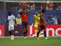 El centrocampista de España Rodri Hernández reacciona durante el partido del grupo H del Mundial 2026 entre España y Cabo Verde, este lunes en el Estadio Atlanta