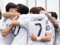 Los jugadores del Real Madrid C celebran un gol de esta temporada