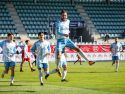 Adri Rodríguez, delantero de la selección gallega, tras marcar ante Castilla y León