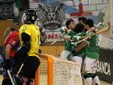 Los jugadores del Liceo celebran un gol en el segundo partido de la final contra el Igualada disputado en el Palacio de los Deportes de Riazor