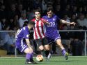 Manu Berrocal, durante el Arteixo-Montañeros de la pasada temporada en Tercera RFEF