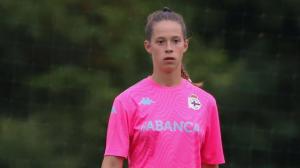 Antía Veiga, en un partido con el Deportivo