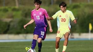 Mauro Valeiro, durante el partido entre España sub-17 y Alemania en el Torneo Internacional del Algarve