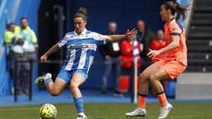 Lía en el encuentro entre Deportivo y Barcelona