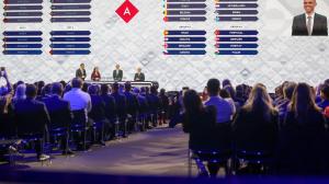 Imagen del sorrteo de este jueves en Bruselas