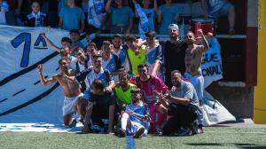 Los jugadores del Atlético Castros celebran su triunfo ante el Rodeiro en la ida de semifinales de la fase de ascenso a Primera Futgal