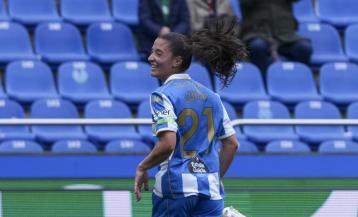 Lucía Martínez celebra su gol ante el Real Madrid