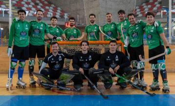 La plantilla del Liceo: Arnau Xaus, Dava Torres, Nil Cervera, Bruno Saavedra, Nuno Paiva, César Carballeira, Tombita, Toni Pérez y Jacobo Copa. Abajo, los tres porteros, Blai Roca, Eloi Martínez y Martín Rodríguez