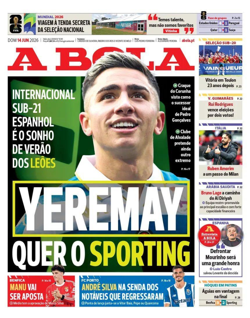 Portada de A Bola del domingo 14 de junio