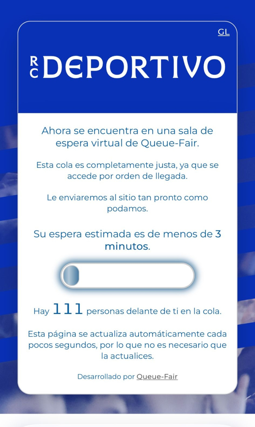 Cola virtual en la confirmación de asistencia al partido de octavos de final de la Copa del Rey