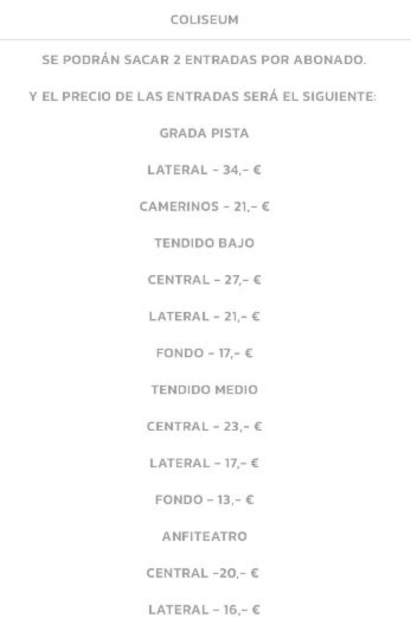Precios de las entradas para el Leyma-Obradoiro del Coliseum