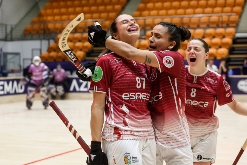 María Sanjurjo celebra la clasificación del Fraga para la final de la Champions
