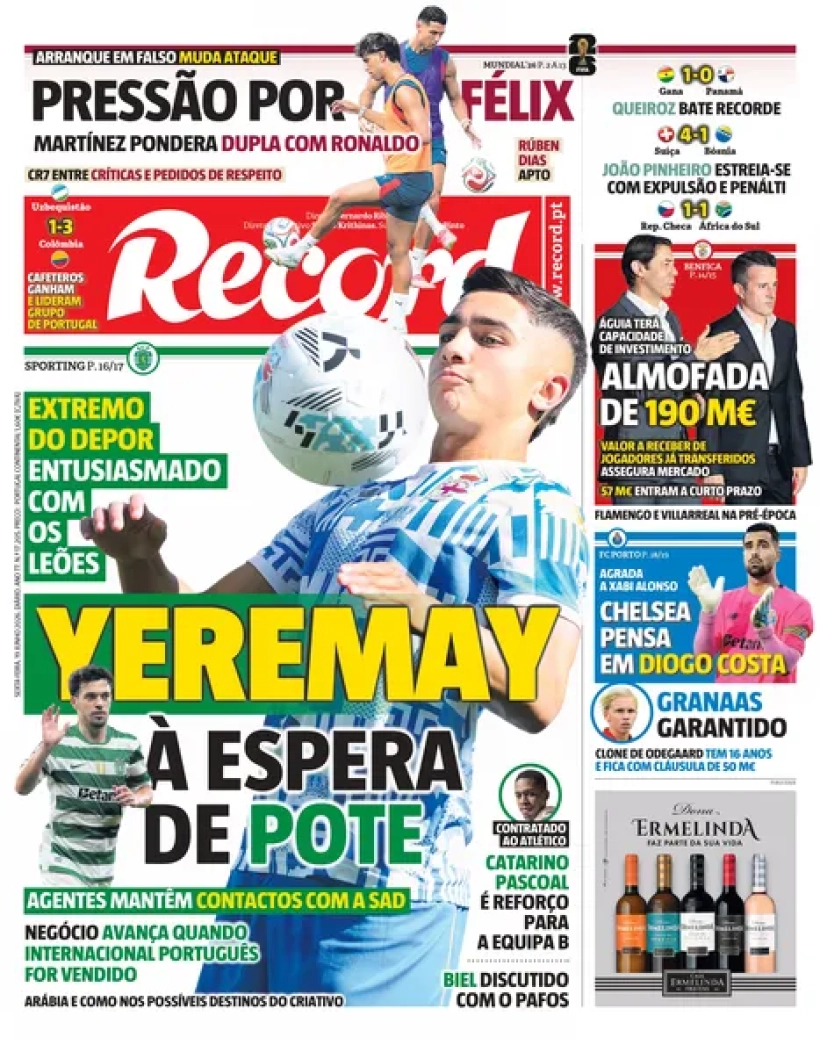 Portada de Record del 19 de junio