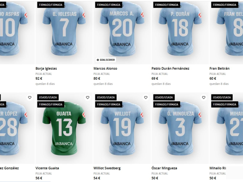 Las pujas por las camisetas del Celta