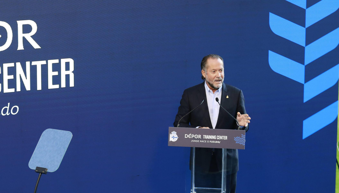 Juan Carlos Escotet, en la presentación del Dépor Training Center