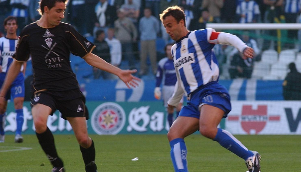 Fran, en un partido con el Deportivo