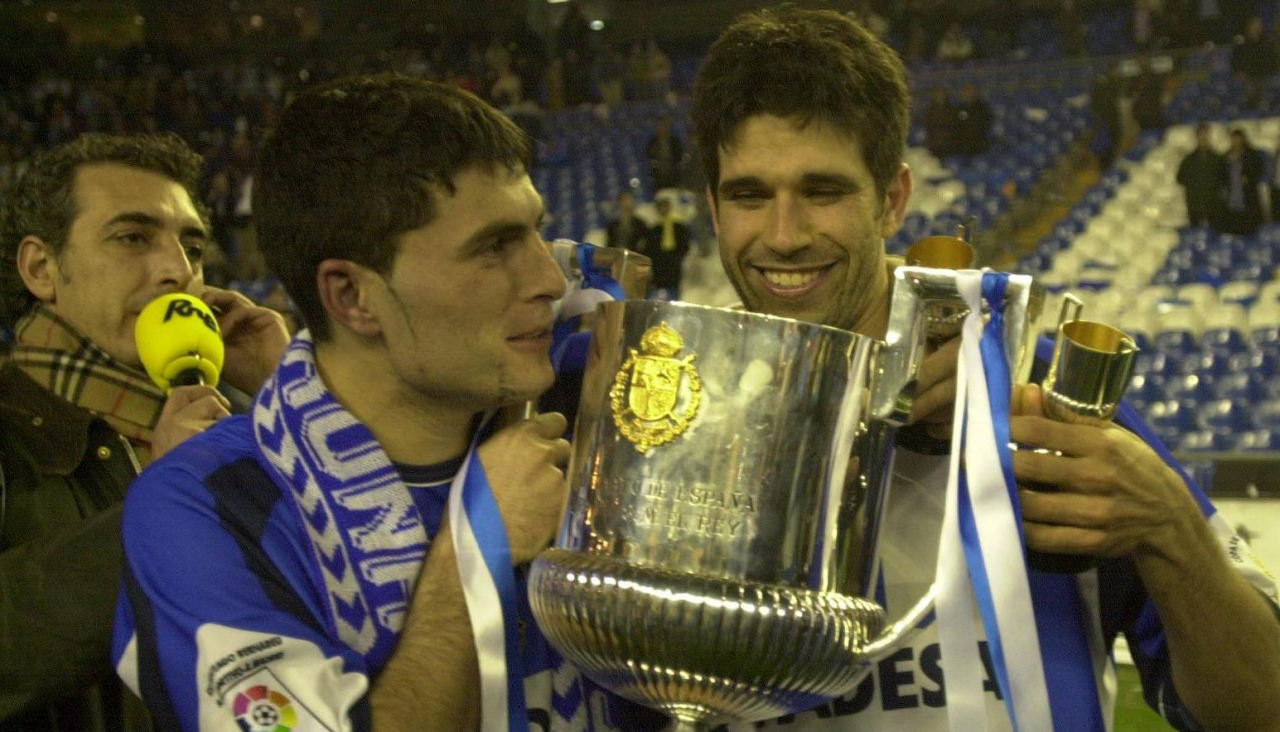 Diego Tristán y Valerón, celebrando la Copa del Rey del Centenariazo