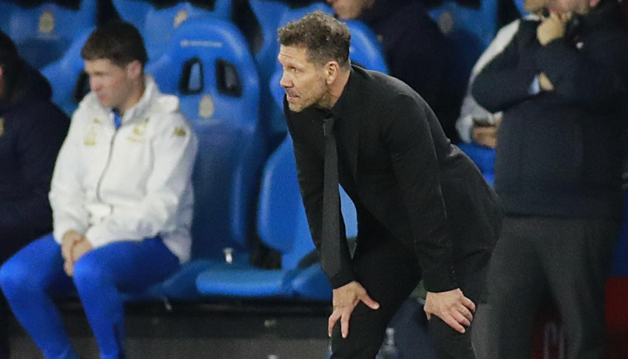 Simeone, durante el partido contra el Dépor