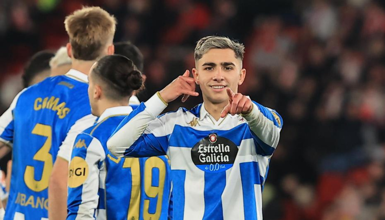 Yeremay Hernández, celebrando su gol ante el Almería