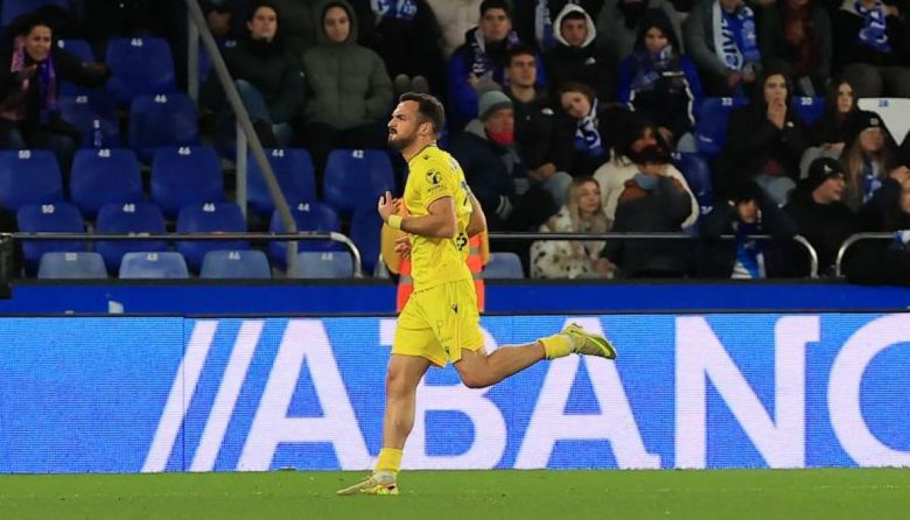 Tabatadze celebra su gol en Riazor