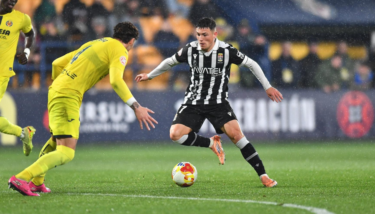 Kevin Sánchez, durante el partido contra el Villarreal B