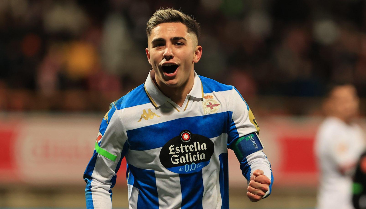 Yeremay Hernández, celebrando su gol ante la Cultural Leonesa en el Reino