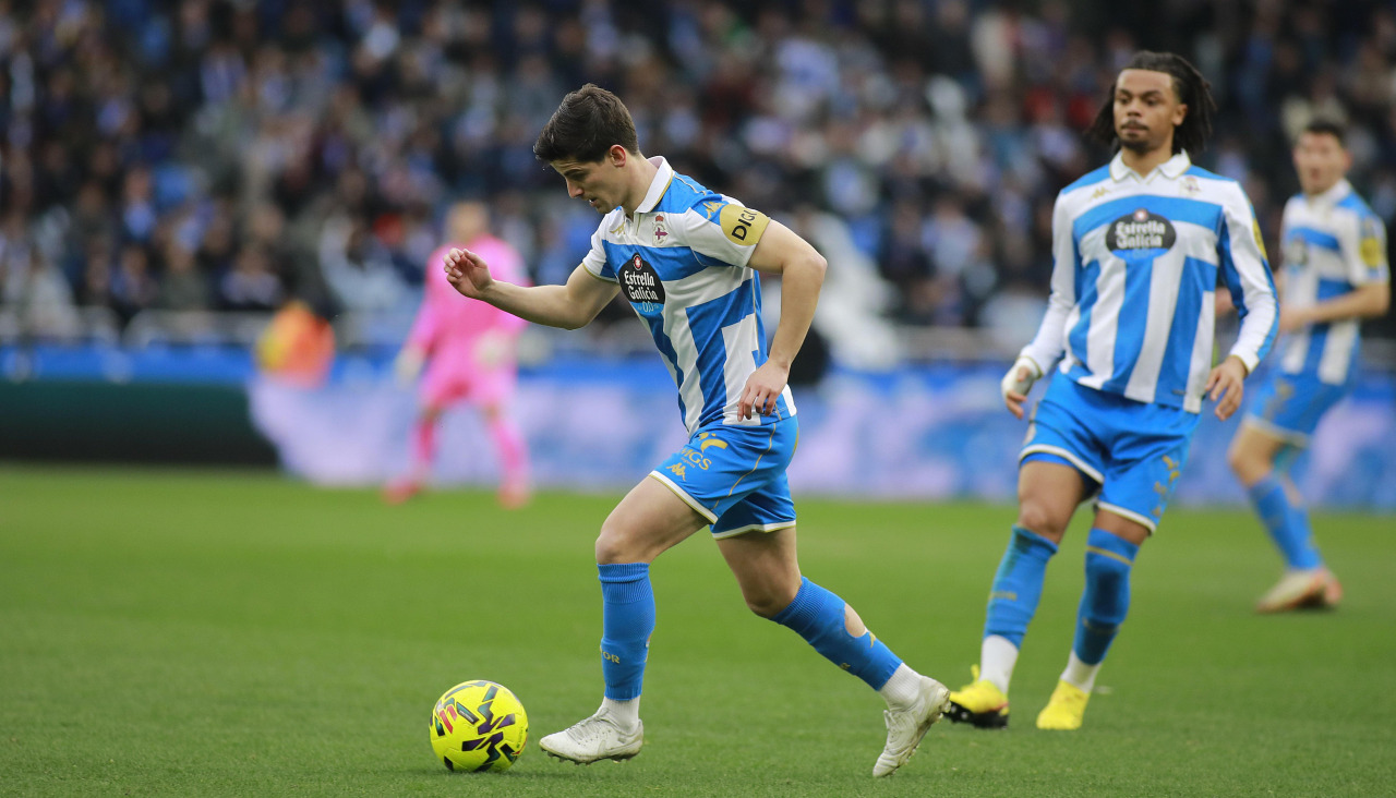 Riki Rodríguez, durante el partido contra el Albacete en Riazor