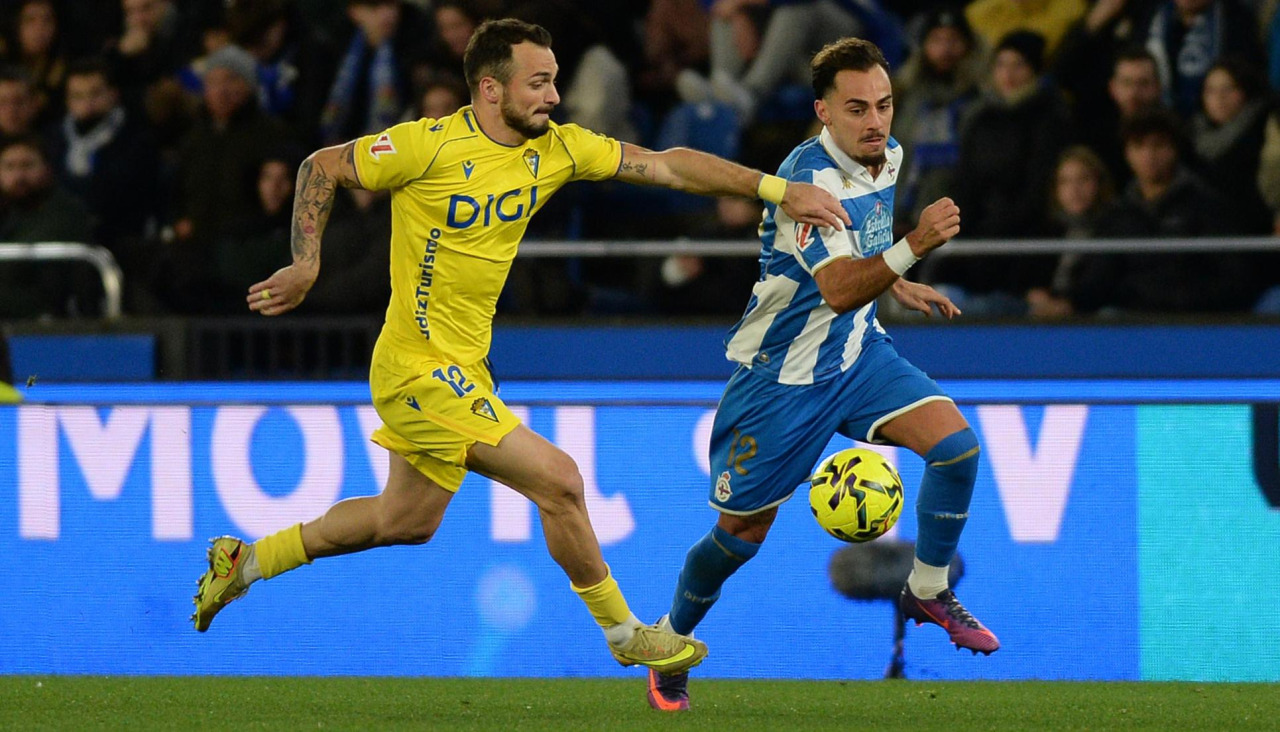 Quagliata en el encuentro entre Deportivo y Cádiz de la primera vuelta