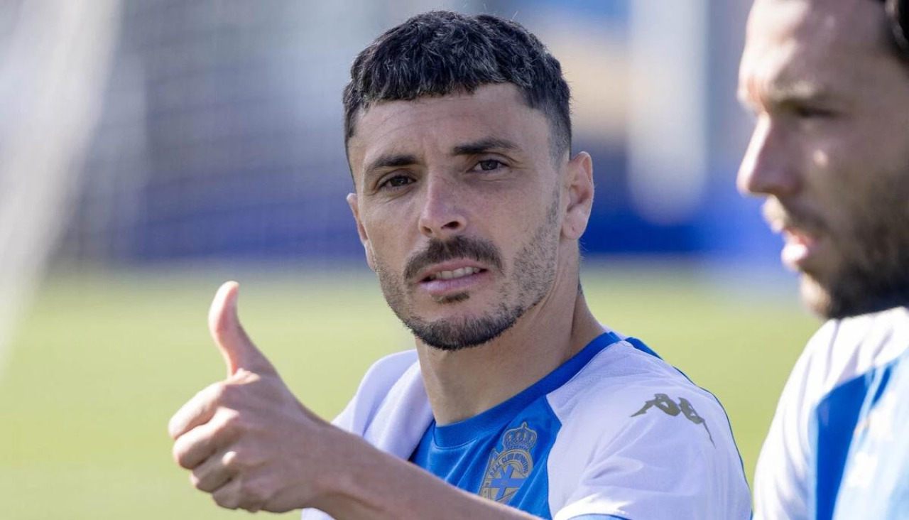 Ximo Navarro, durante el entrenamiento de este martes en Abegondo