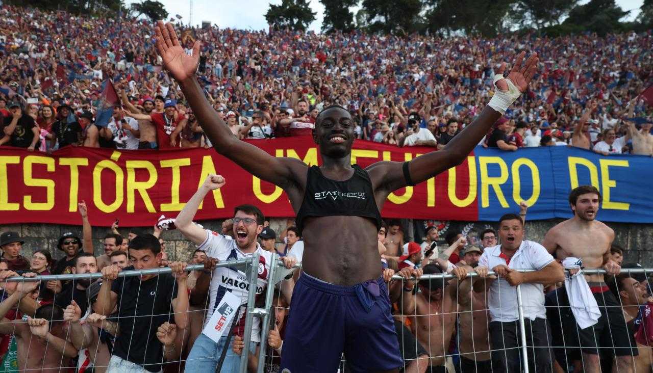 Oeiras (Portugal), 24/05/2026.- Torreense`s Stopira celebrates a goal against Sporting during their Portugal Cup final soccer match held at National Stadium, Oeiras, Portugal, 24th May 2026. EFE/EPA/TIAGO PETINGA