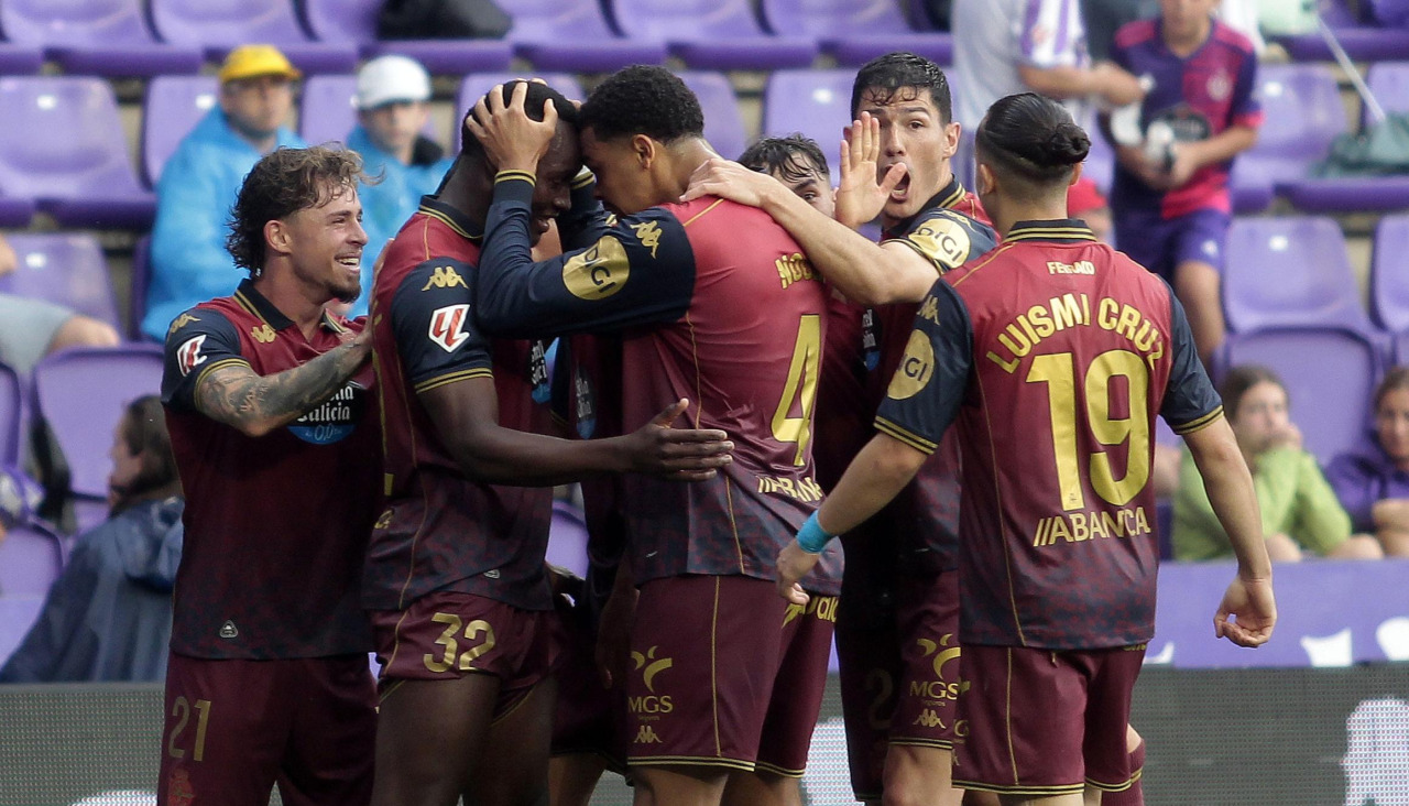 Celebración de uno de los goles ante el Valladolid