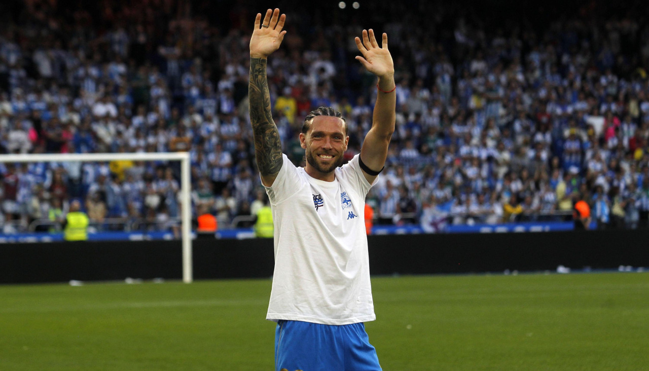 Jose Ángel en la celebración del ascenso a Primera
