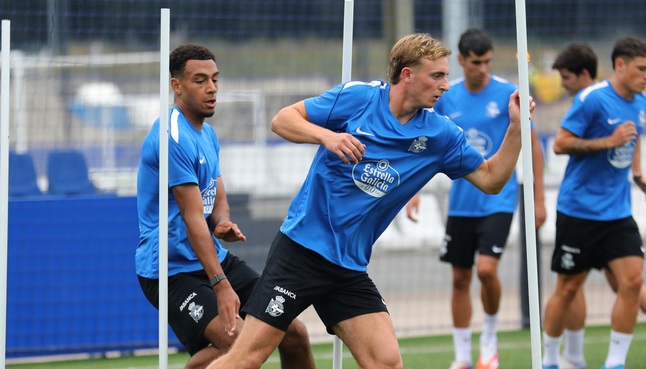 Gijselhart en un entrenamiento con el Deportivo