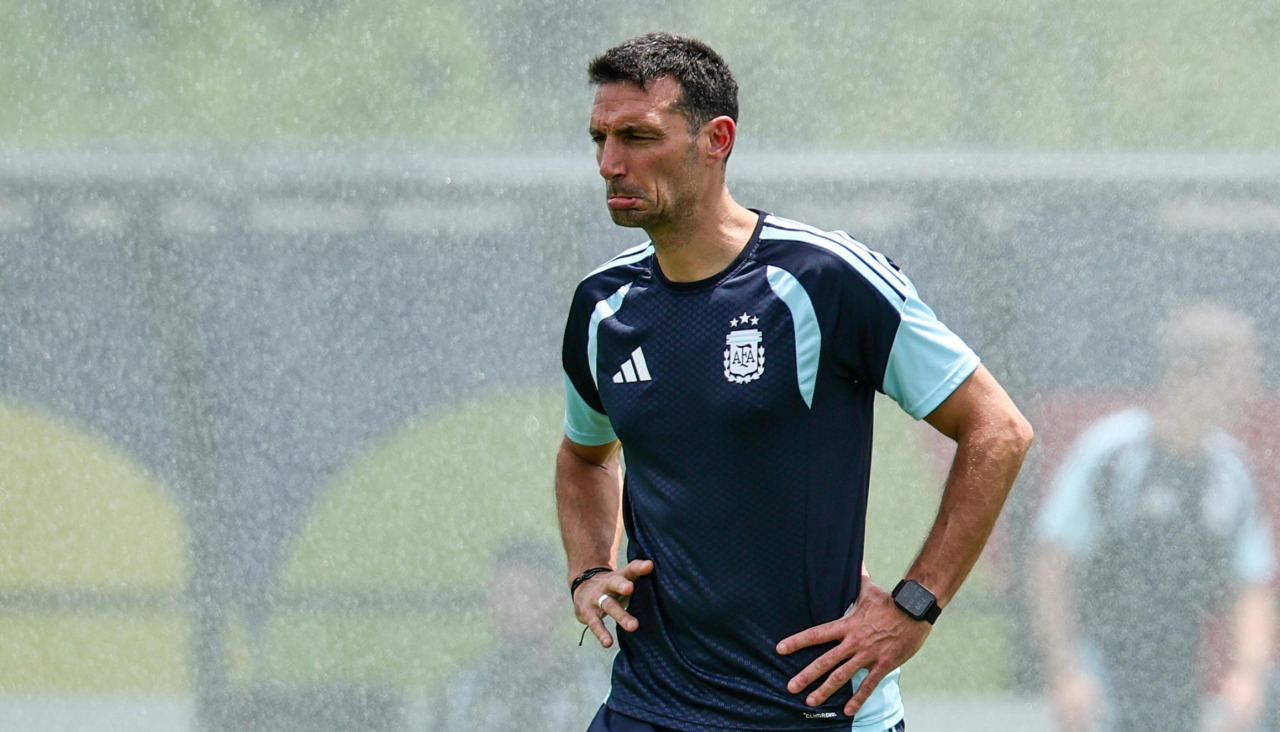 Lionel Scaloni, durante un entrenamiento de la selección argentina en Estados Unidos