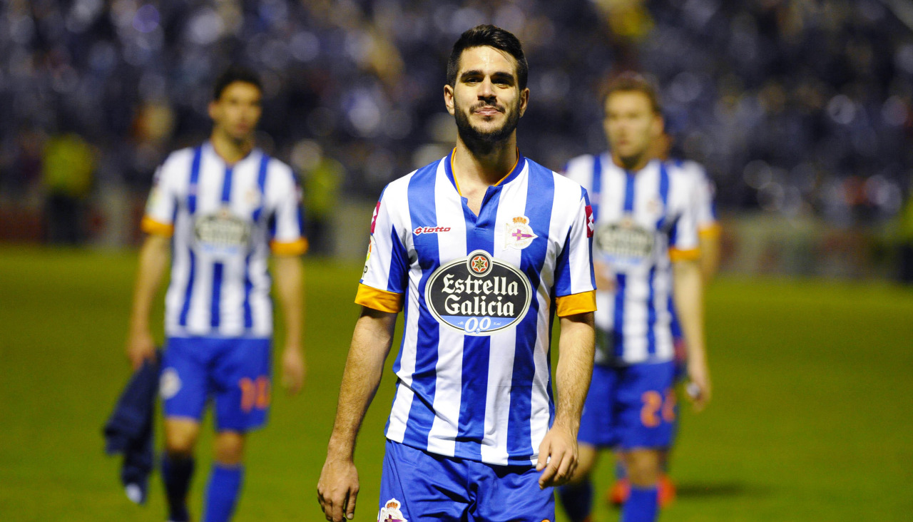 Pablo Insua con la camiseta del Deportivo durante un partido de la temporada 2013-14FútbolLiga Segunda DivisiónMirandés - Deportivo 1-0