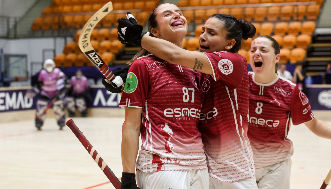 María Sanjurjo celebra la clasificación del Fraga para la final de la Champions
