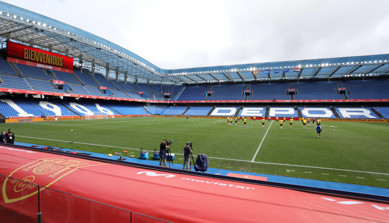 Aspecto del estadio de Riazor este miércoles, durante el entrenamiento de Irak