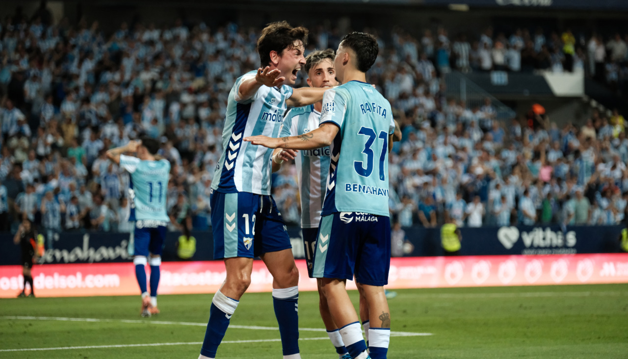 Celebración de los jugadores del Málaga