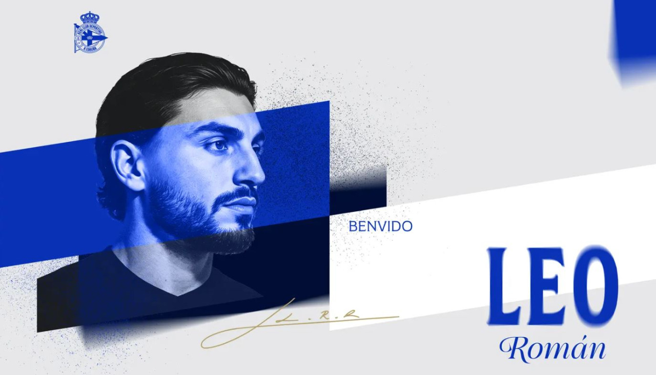 Imagen de Leo Román en su fichaje con el Dépor