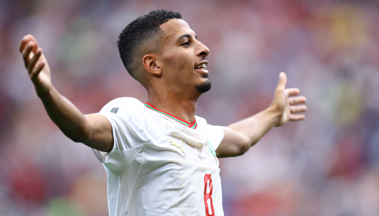 Ounahi celebra su primer gol contra Canadá