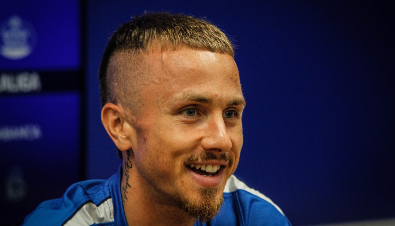 Angeliño, durante su presentación como jugador del Deportivo