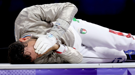 Luigi Samele of Italy celebrates after winning the Men Sabre @RITCHIE B. TONGO