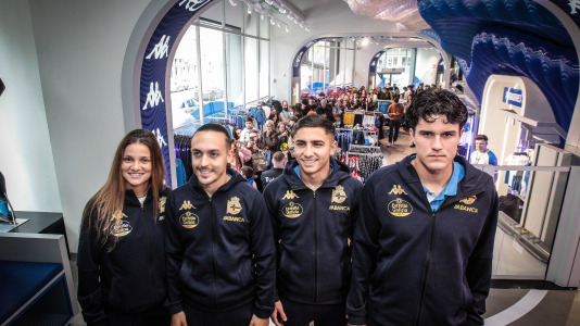 Yeremay, Luismi, Millene y Noé recibieron a los deportivistas en el nuevo espacio del estadio de Riazor