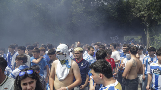 Cientos de blanquiazules alentaron al equipo