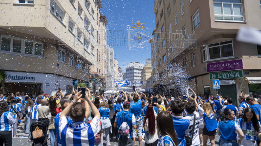 La afición del Dépor en la calle San Juan