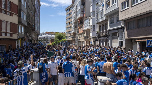 La afición del Dépor en la calle San Juan