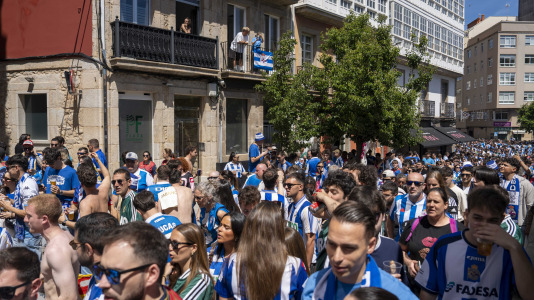 La afición del Dépor en la calle San Juan