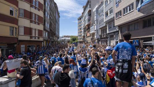 La afición del Dépor en la calle San Juan