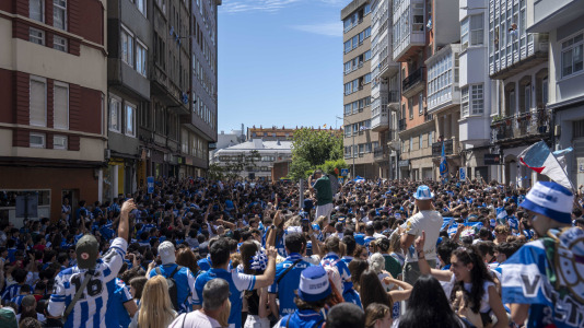 La afición del Dépor en la calle San Juan